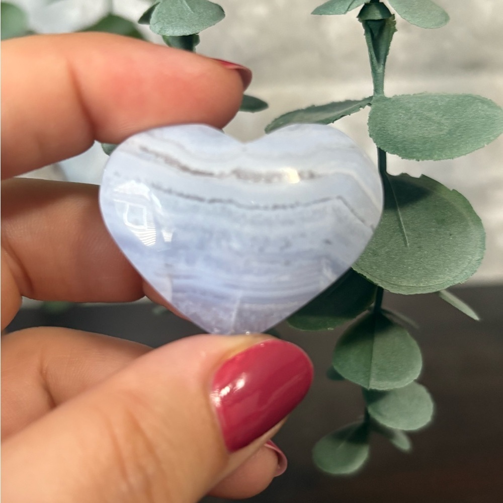 Blue lace Agate Heart - beautiful for decor or energy healing blue lace crystal